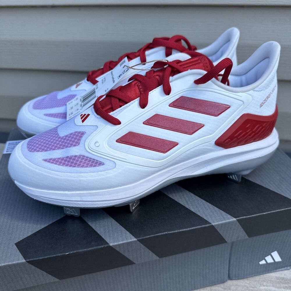 Adidas Women's Adizero PureHustle 3 Elite Metal Softball Cleats Size 8 White/Red